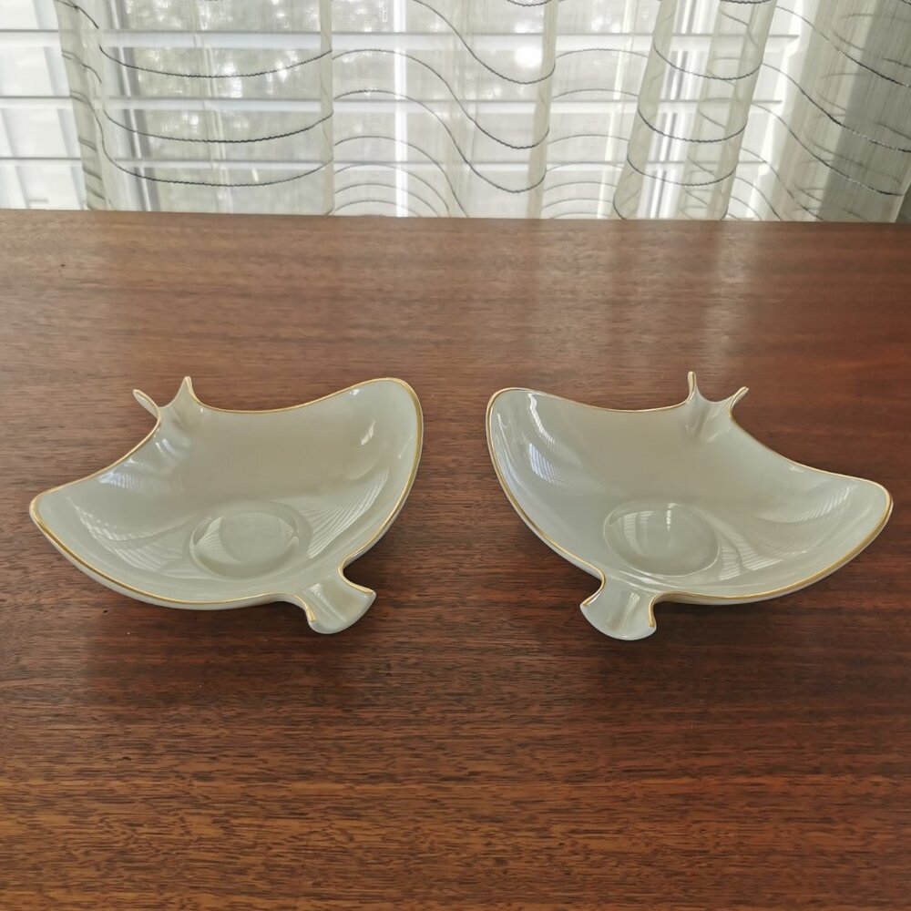 Lennox USA Flight Collection Vtg Set of 2 Porcelain Ashtrays Trinket Dishes 6.5"